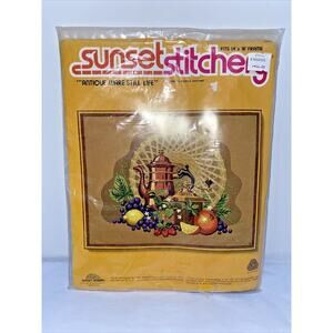 Sunset Stitchery NOS 'ANTIQUE WARE STILL LIFE' Crewel Kit #2292 14 x 18" Crafts